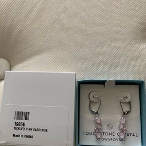 Touchstone Crystal by Swarovski Tickled Pink Earrings NIB